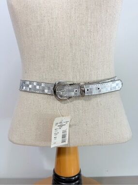 Vintage Elite Fresno California Retro Silver Metallic Checkerboard Belt Size M